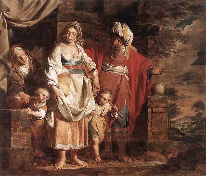 VERHAGHEN, Pieter Jozef Hagar and Ishmael Banished by Abraham Sweden oil painting art